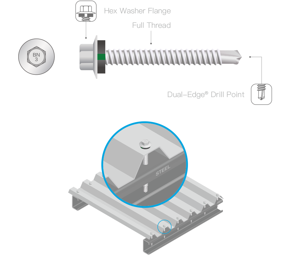 METAL-Tite - Crest fixing fasteners - Full Thread - Dual-Edge Drill Point-2