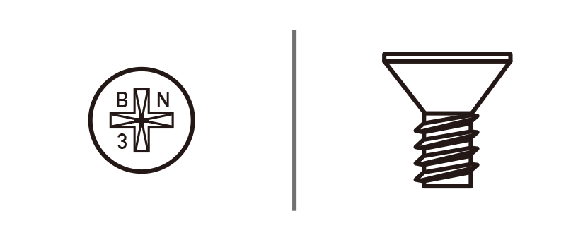 screw head types: countersunk (csk) head without ribs (nibs)